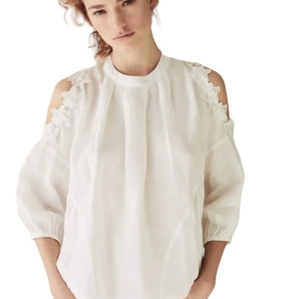 Elegant White eri and ali Women's Top with Floral Accents